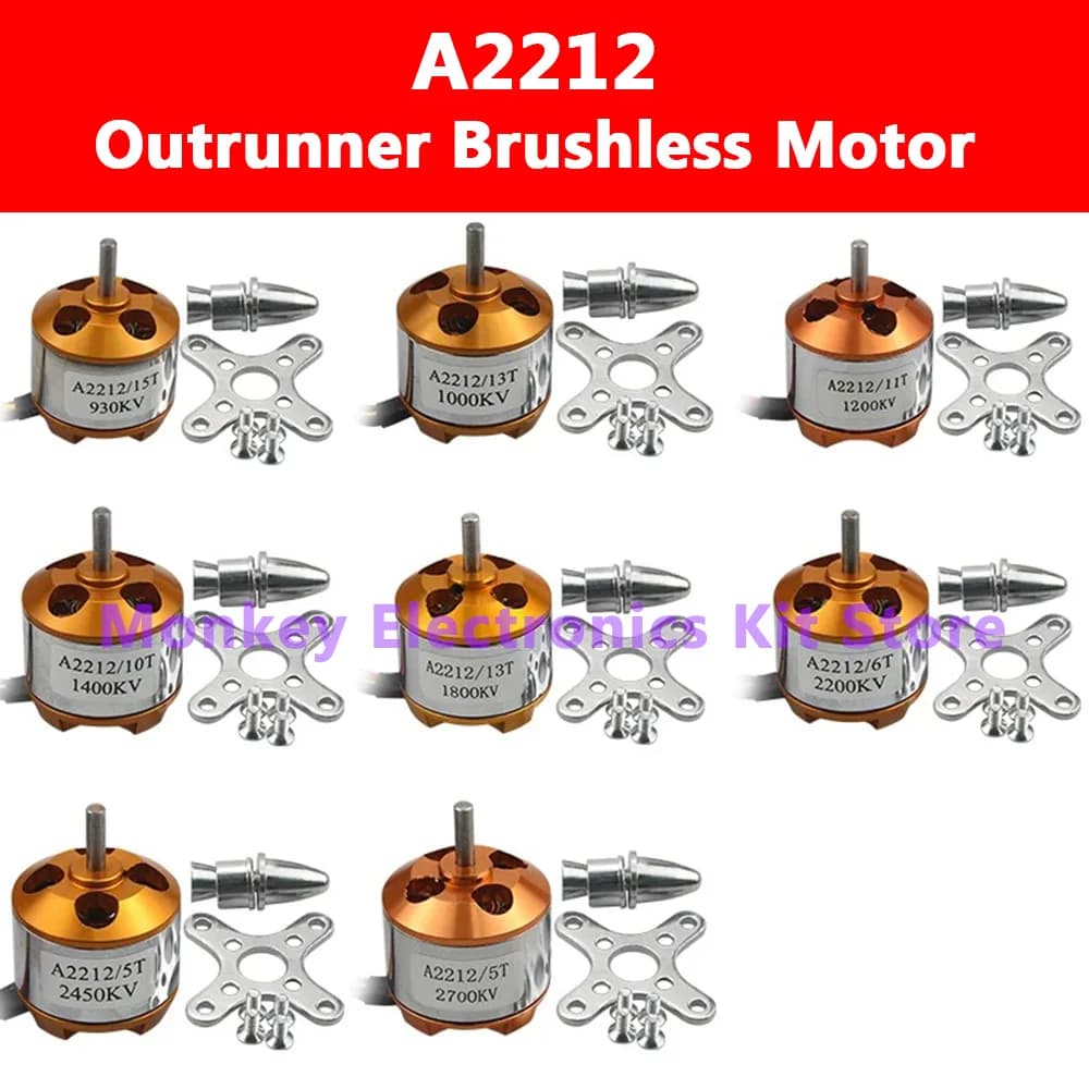 1 pz A2212 930KV 1000KV 1400KV 2200KV 2450KV 2700KV Motore Outrunner Brushless per Aereo RC Multirotore Ad Ala Fissa Droni