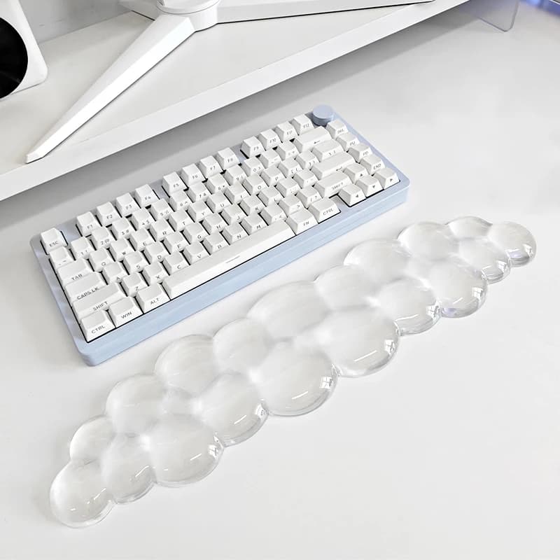Tappetino per mouse con supporto per il polso supporto per tastiera in silicone antiscivolo trasparente sfumato a forma di nuvola gioco da ufficio desktop polso per mouse