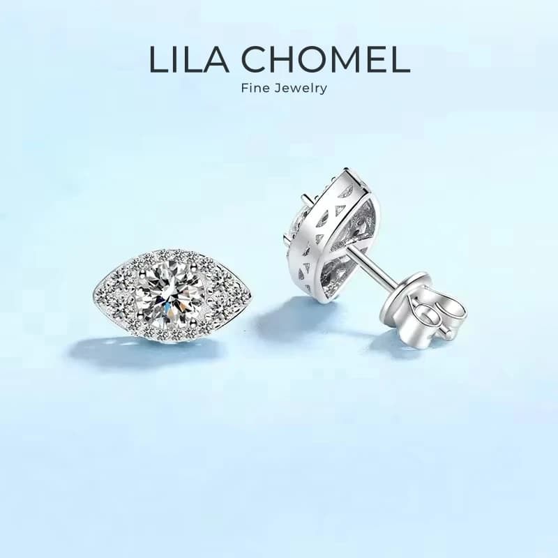 Figlia Orecchini in oro bianco 18 carati 1CT Ovale Moissanite Diamante Fidanzata Regalo di compleanno PT950 Platino DONNE Gioielli da sposa