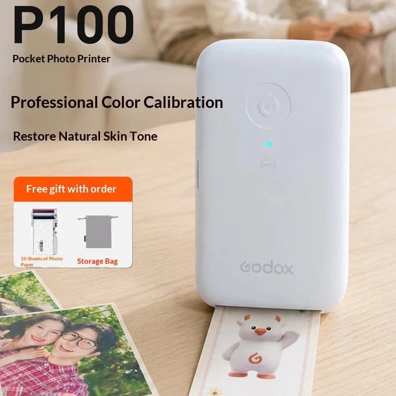 Godox P100 Pocket Photo Printer Portable Wireless Bluetooth NFC 300Dpi Hd Sublimation Printer For Mobile Phone