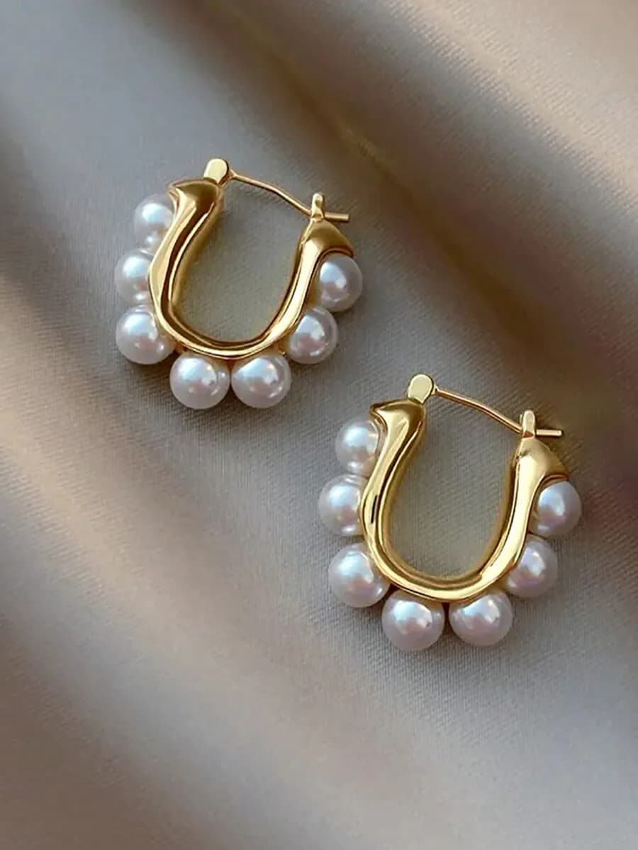 2pcs Vintage French Faux Pearl Earrings, Fashionable Uncommon Style All-Match Ear Jewelry Ideal For Daily Wear Elegant. Valentin
