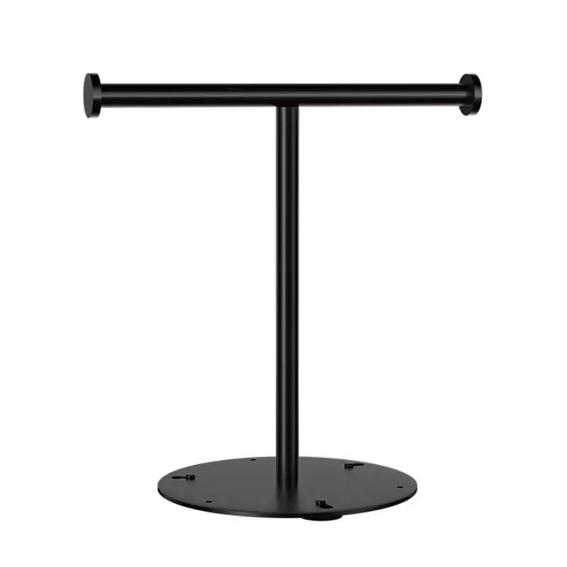 A33R-1 PCS Hand Towel Holder Stand, Black Carbon Steel Stable Free-Standing Towel Bar, Small Towel Ring Stand For Bathroom