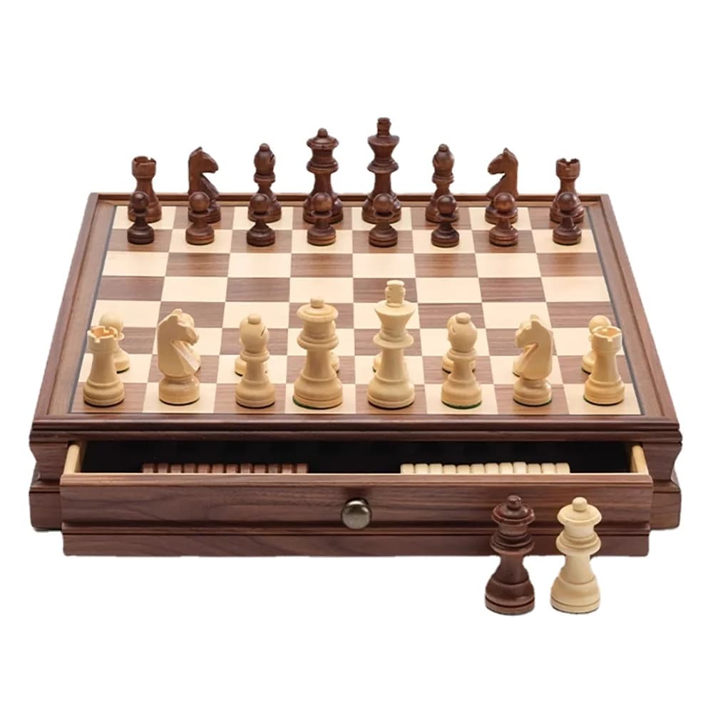 Dama di noce di lusso Set di scacchi pezzi di scacchi in legno massello fatti a mano giochi da tavolo per famiglie decorazione professionale a scacchiera regali