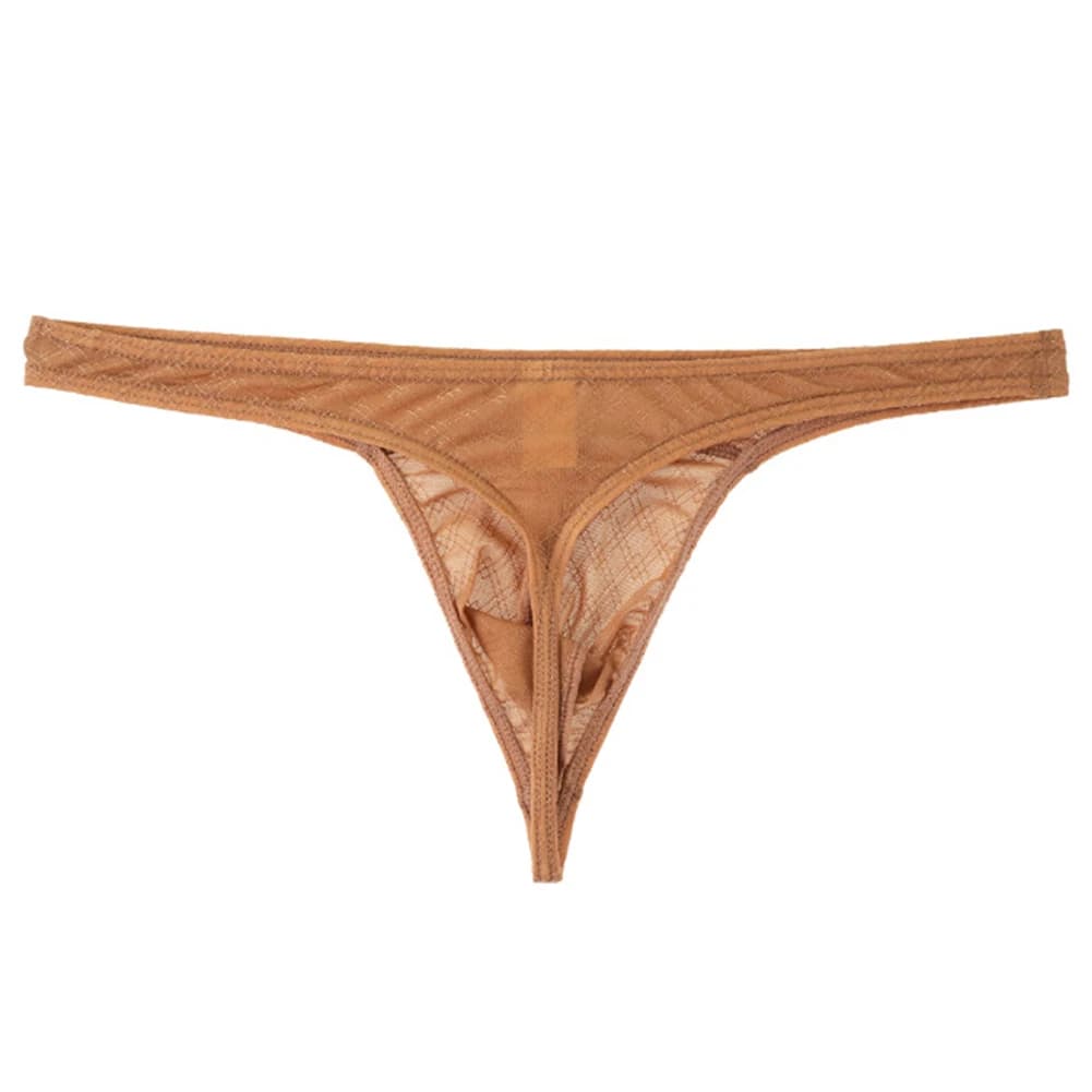 Slip da Uomo a Rete Trasparente a Quadri ad Asciugatura Rapida, Perizoma G-String a Vita Bassa, Morbido e Sexy, Stile Bikini