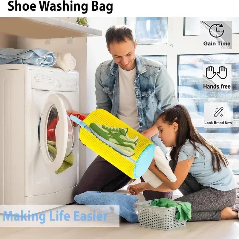 1/2/4PCS Shoe Washer Bag with Liquid Shoe Brush Set Durable and Clean Brush Laundry Shoes Bag with Soft Sewings for All Shoes