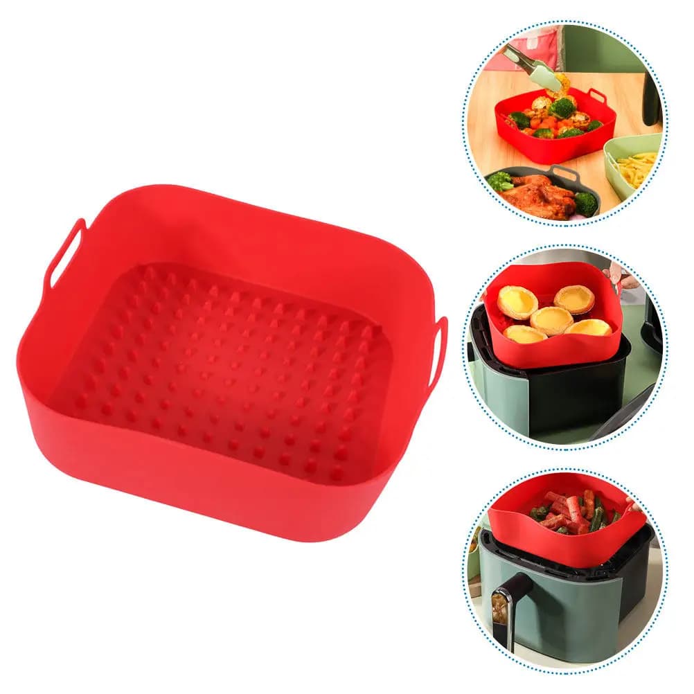 Rivestimento in Silicone per Friggitrice ad Aria, Riutilizzabile, Antiaderente, Resistente al Calore, Facile da Pulire, Superficie Liscia, Protegge il Cestello, Accessori per Friggitrice ad Aria