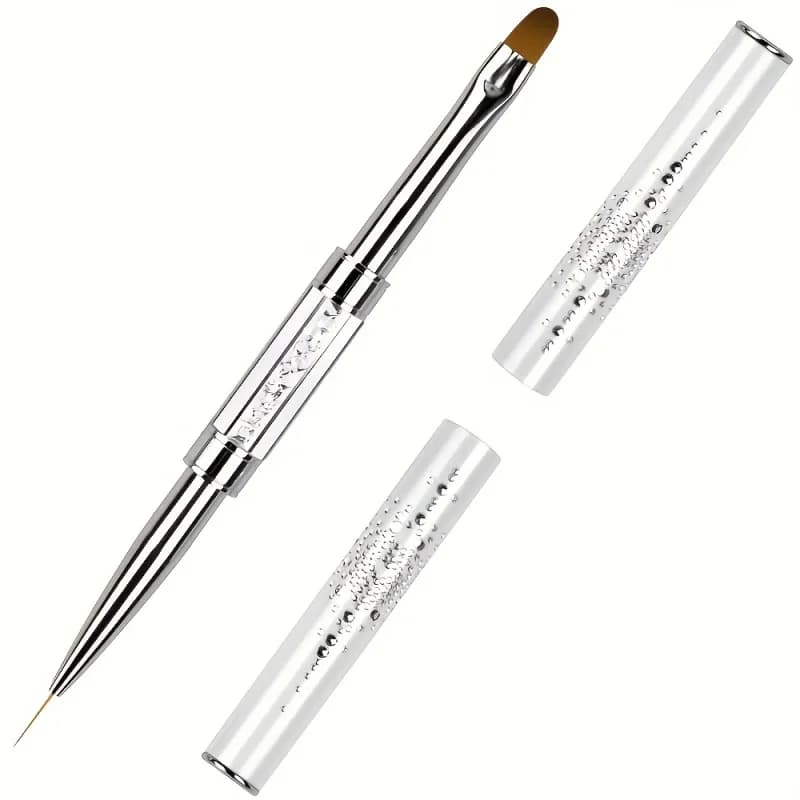 Double-tip nail art brush, odorless, for gel and nail design, 2-in-1 tool for polymer gel and applicator for fast nail extension
