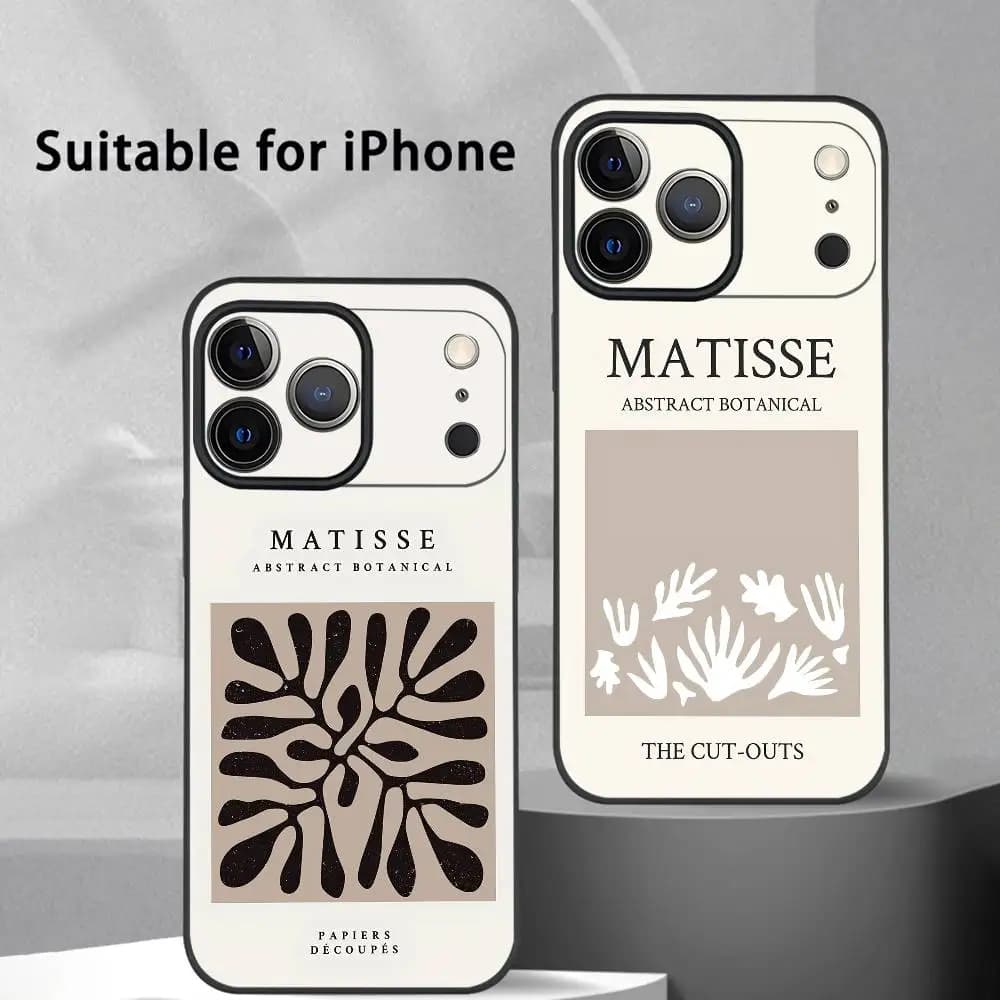 H-Henri Matisse INS Custodia per telefono astratta per IPhone 17 16 15 14 13 12 11 Pro Max Plus Mini Nero satinato Soft Shell Funda