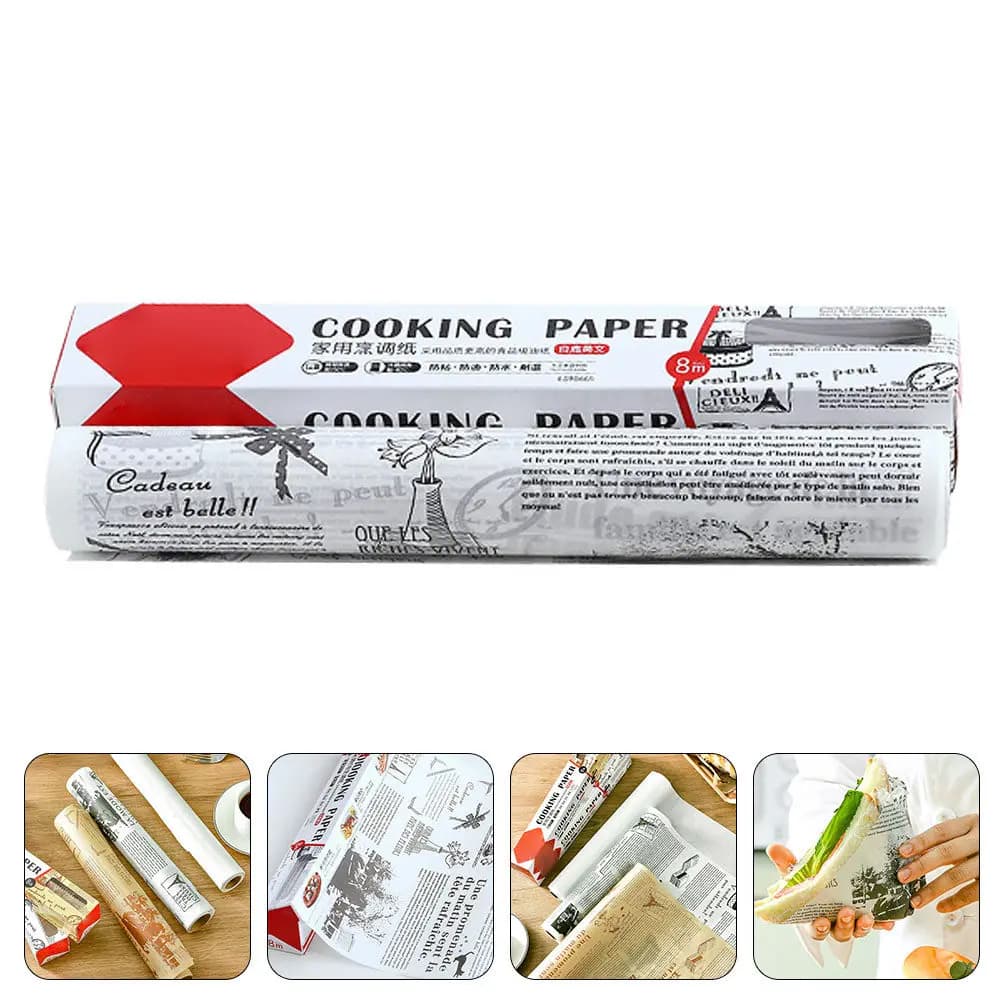 1 Roll Premium Grease Proof Baking Paper Non Stick Parchment Sheets for Air Fryer Oven Grill Barbecue Cookies Pastries Fish