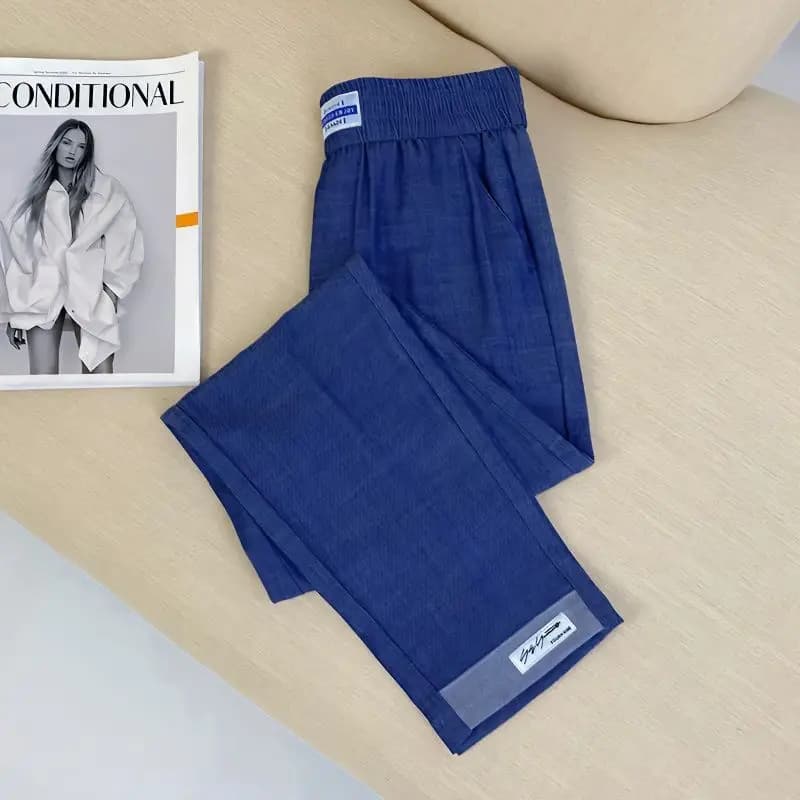 Slimming Ice Silk Straight Leg Jeans Women's Harem Pants Summer Thin New Style 2024 Casual Pants High Waist Nine Points