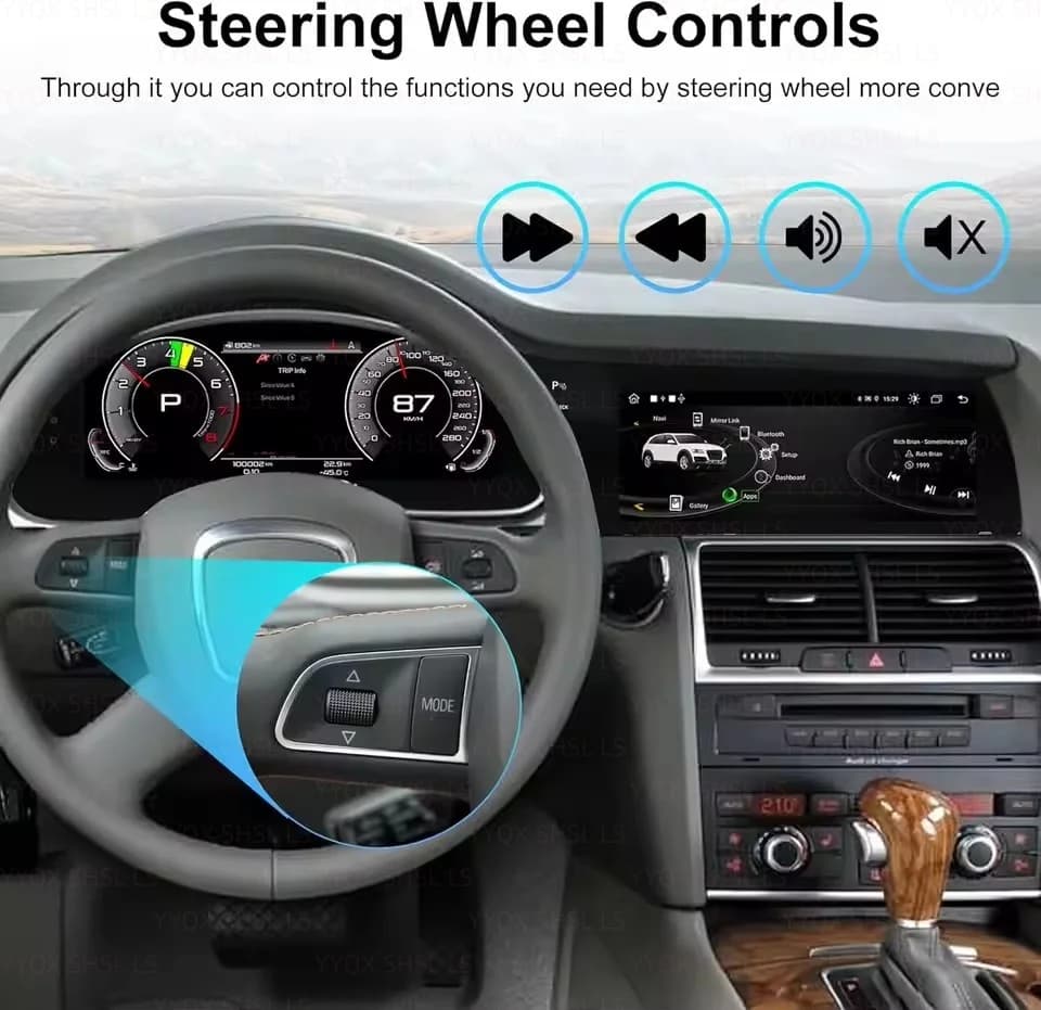 Autoradio Android 12.3+10.25“ per Audi Q7 2006-2015, Navigatore GPS, Dispositivo Stereo con Carplay Wireless, Lettore Multimediale Video