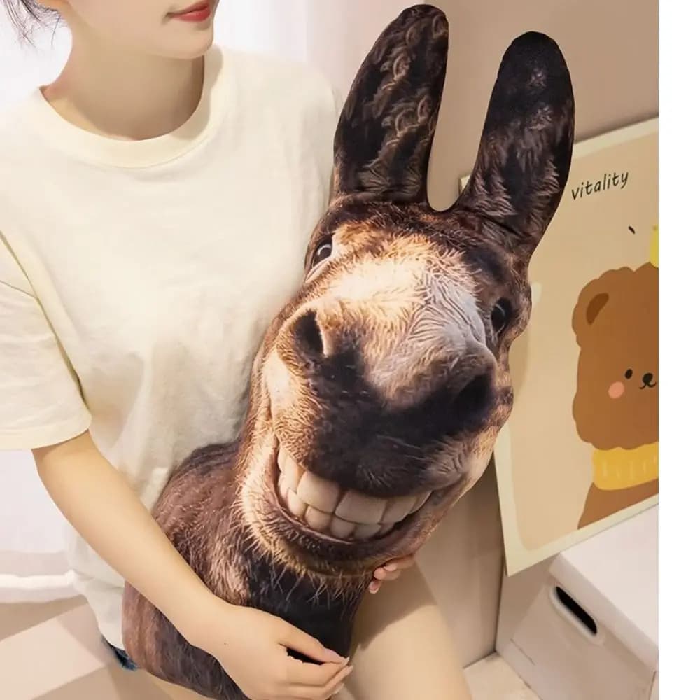 Cute Smiling Face Upright Ears Breathable Pillow Ugly Cute Lightweight Animal Home Decor