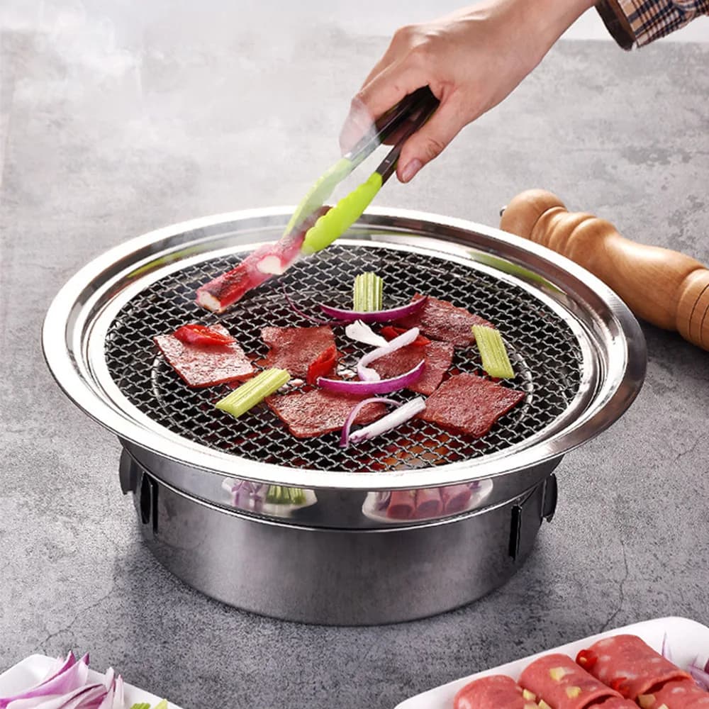 Stainless Steel Coal Grid Tray Grills for Portable Non-stick BBQ Machine Portable Coal Stove for Outdoor Camping Barbecue
