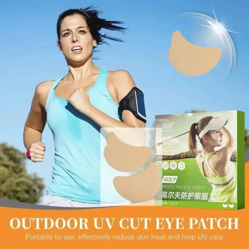 5 Paia di Patch Solari UV per Golf, Protezione Solare Viso, Gel Idratante, Patch Solari Freschi in Gelatina, Adesivi UV per Occhi, Maschera per Occhi