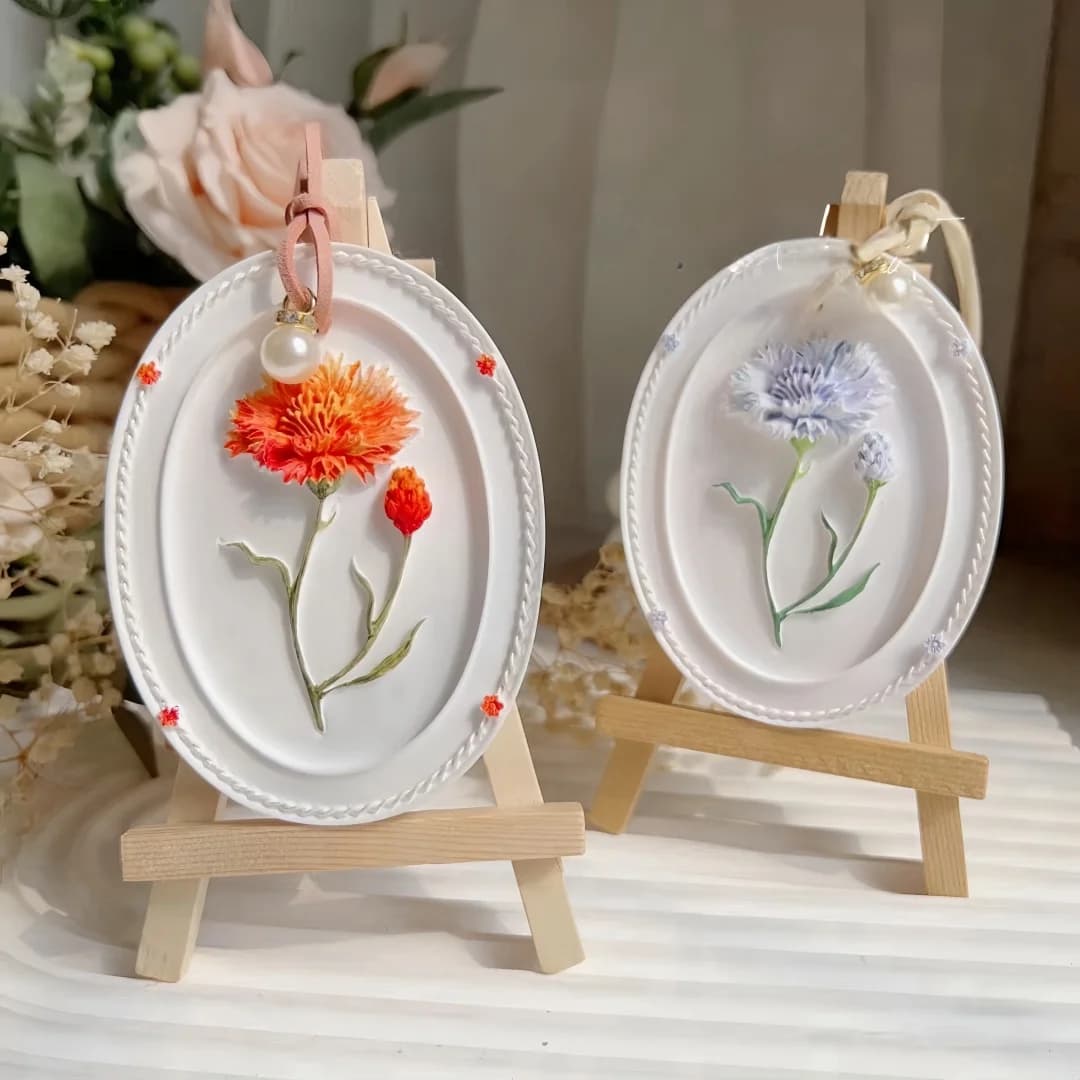 Elenco fiori ovali Aromaterapia Gesso Appeso Stampo in silicone Gesso Artigianato Tag Stampo per lastre di cera in resina epossidica