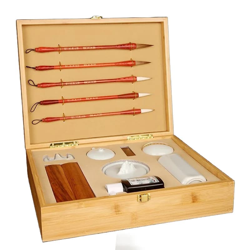 Brush set, calligraphy study, four treasures, pen, ink, paper and inkstone, a full set of boutique gift boxes, high-end gift gif
