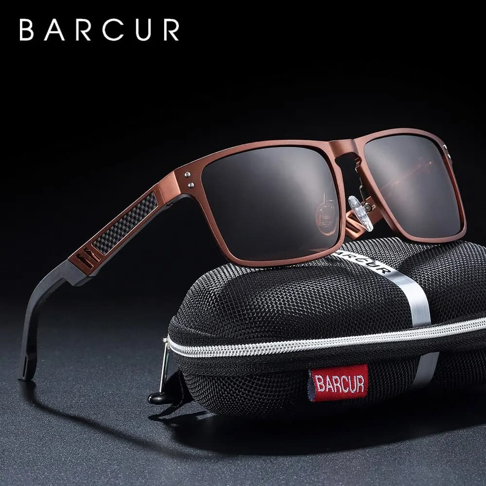 BARCUR AL-MG Business Square occhiali da sole uomo polarizzato Vintage Shades donna occhiali da sole per uomo accessori per occhiali sportivi Oculos