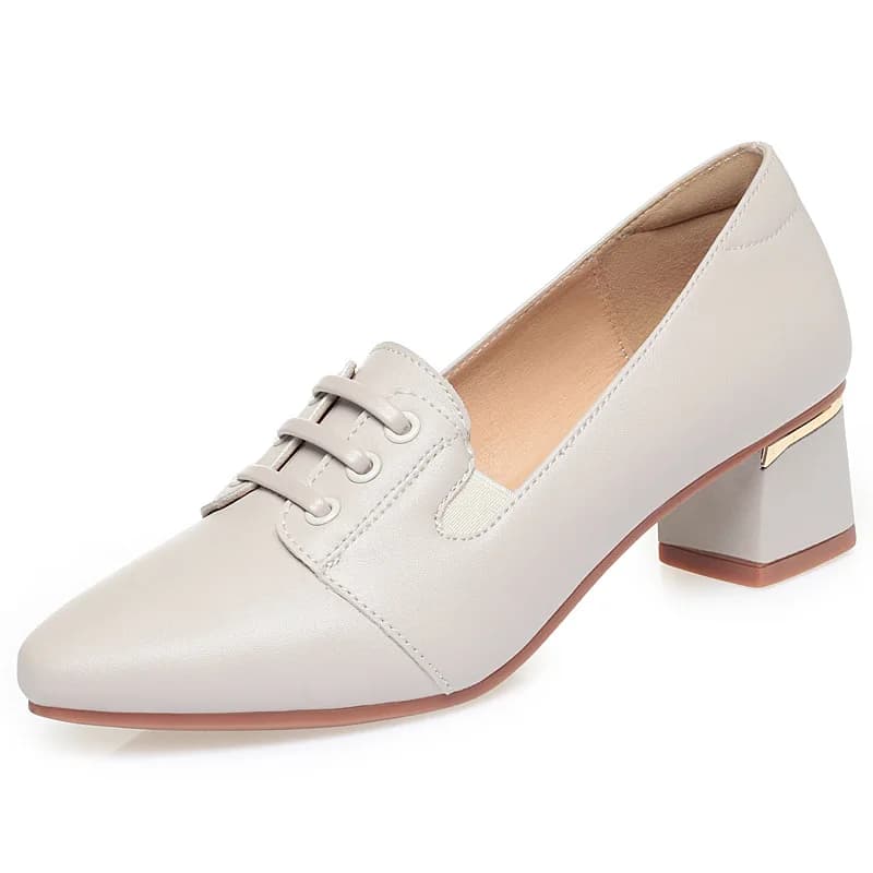 All Match Punta a punta Scarpe comode e traspiranti in morbida pelle Mocassini da donna 2025 Scarpe con tacco quadrato autunnali per il lavoro quotidiano della mamma