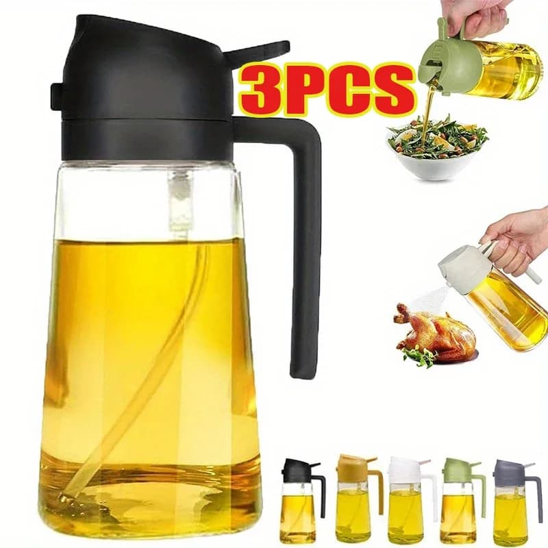 Oil Spray 2-in-1 Plastic Household Kitchen Oil Spray Bottle Nebulizing Mist Filling Cooking Dual Use BBQ Camping Large Capacity