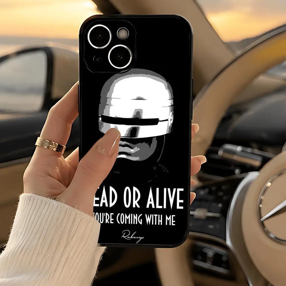movie R-RoboCop Phone Case Black Heavy-Duty Matte Shockproof Soft Case for iPhone 13/14/15/16/17 Pro Max