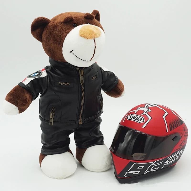 Decorazioni per moto a forma di casco e orsetto in stile kawaii, simpatici peluche anime morbidi e imbottiti, ideali come regali per amici durante le vacanze.