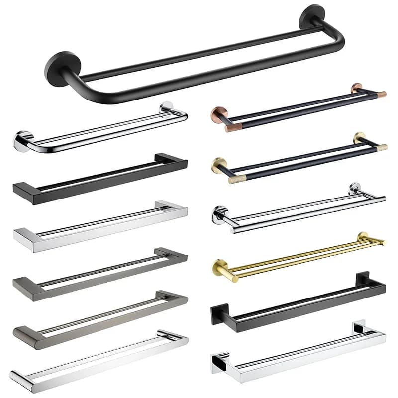 Bathroom double towel bar towel rack wall mounted heavy-duty stainless steel gold color