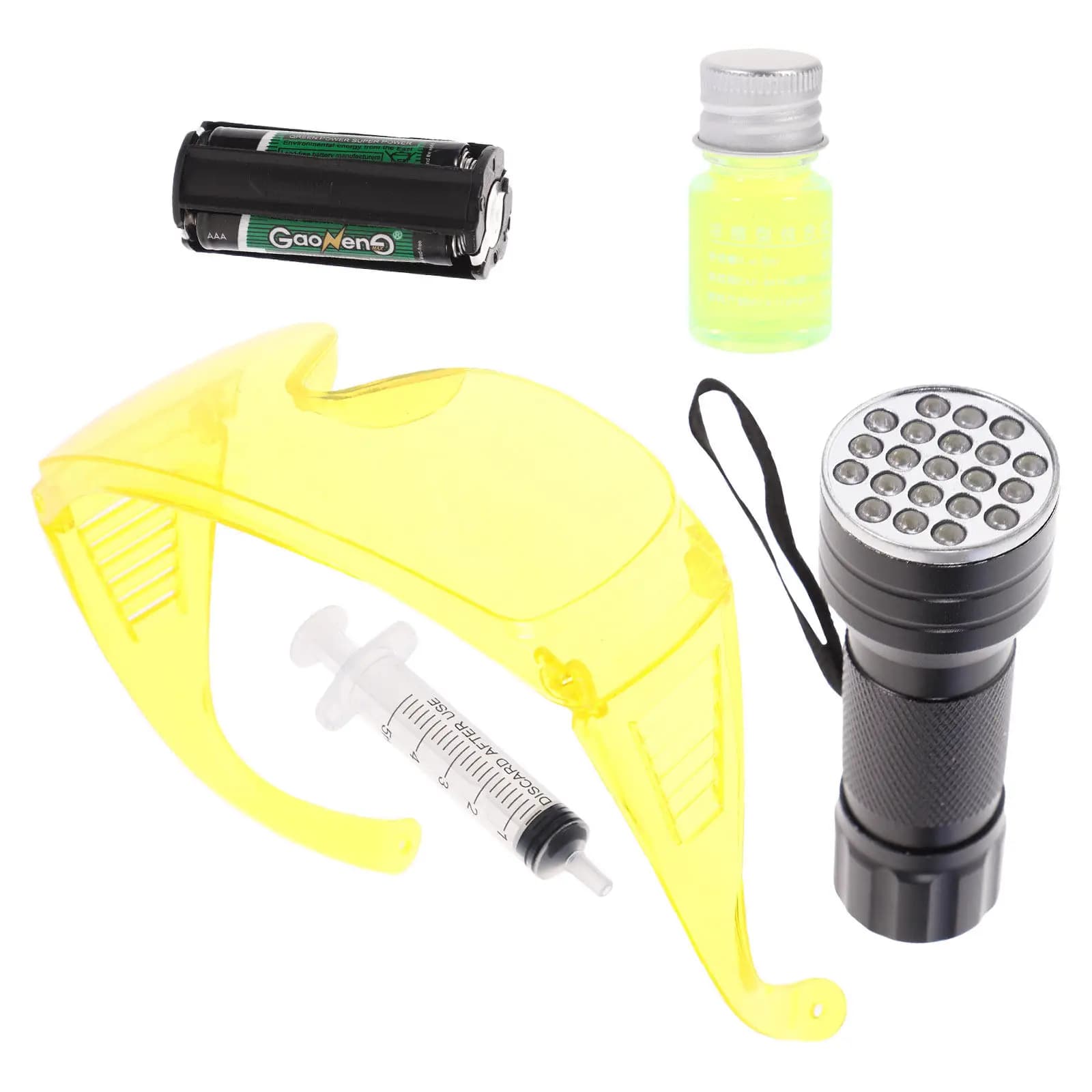 Set Completo di Strumenti per il Test di Perdite dell'Aria Condizionata con Torcia UV ad Alta Potenza per un'Efficiente Rilevazione di Perdite nei Sistemi AC