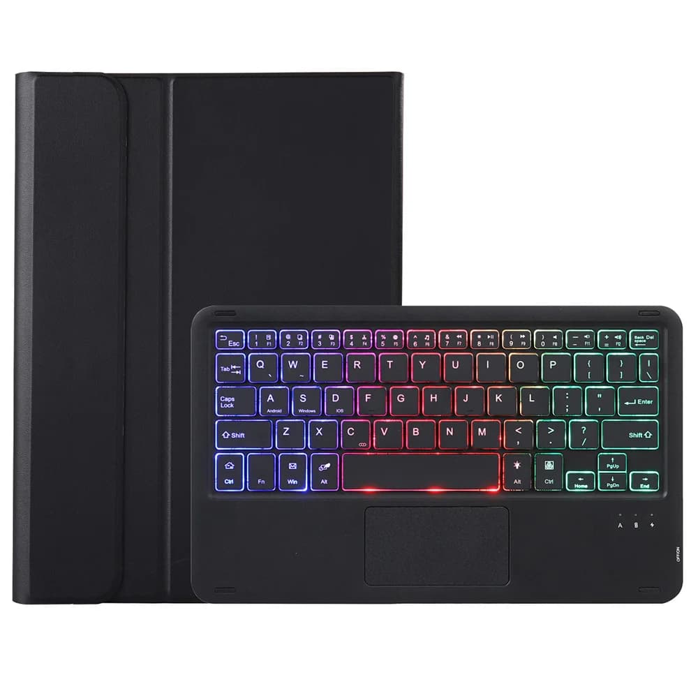 AV11-AS Per vivo Pad Tastiera compatibile Bluetooth con touchpad retroilluminato + custodia per tablet in pelle - Nero