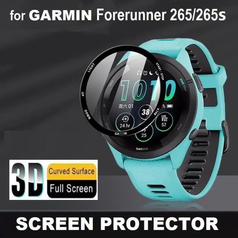 Pellicola salvaschermo con bordo curvo 3D 3 pezzi per Garmin Forerunner 265 / Forerunner 265s Smart Watch pellicola protettiva a copertura totale