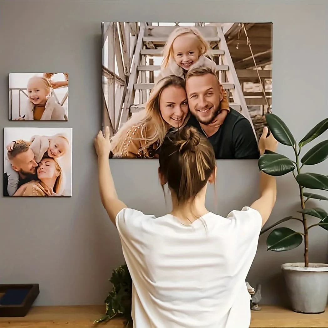 2D Flat, Custom Unframed Canvas Personalized Photo Sharing Your And Family Friends' Most Precious Memories, Christmas Photo