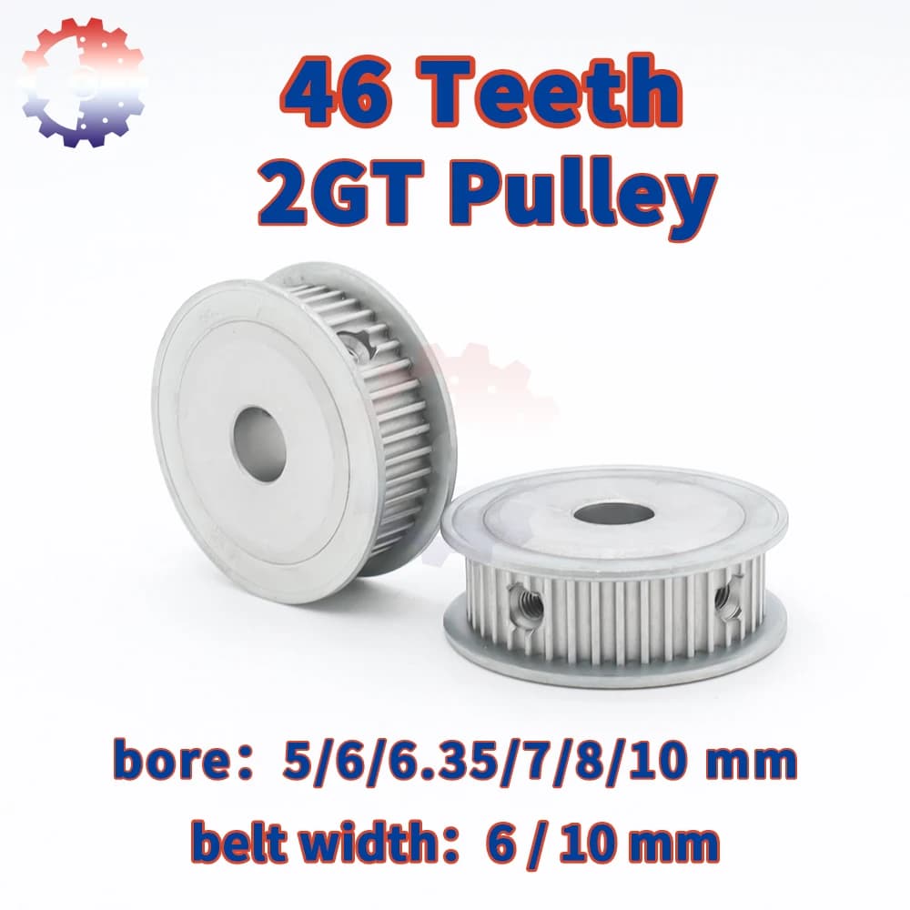 46 denti 2GT puleggia dentata ruota sincrona 2M larghezza cinghia 6 10mm foro 5 6 8 ~ 10mm 46 denti 46T stampante 3D GT2 puleggia cinghia dentata