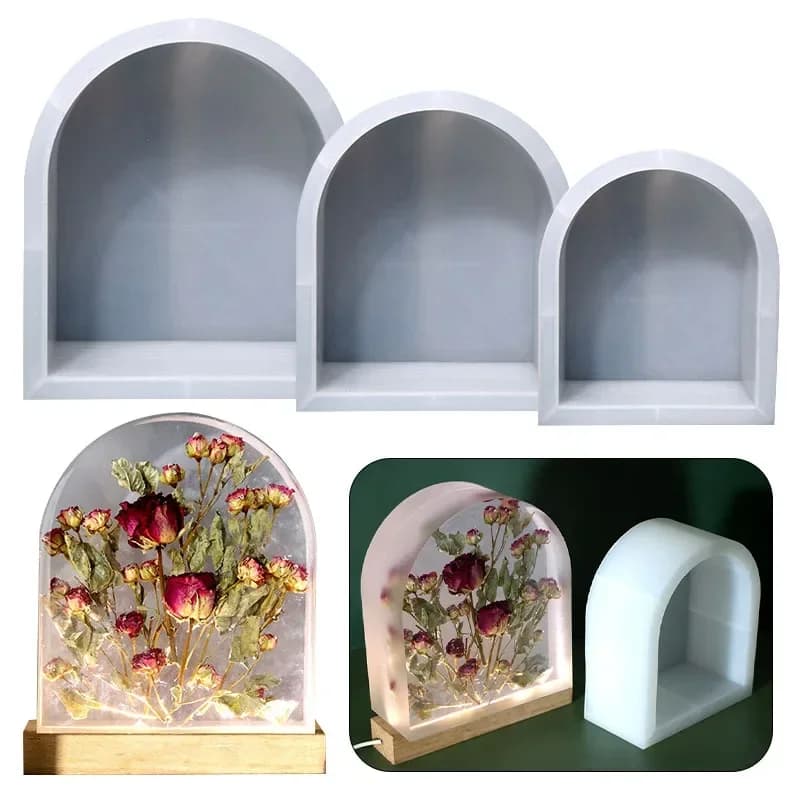 Silicone molds for table lamp with satin wrapped edge for large arc ornaments for concrete