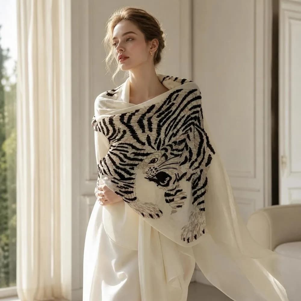 Luxury Leopard Sunscreen Cover-up Old Money Style Sun Protection Long Cover Scarf Tiger Print Temperament Draped Cardigan Spring