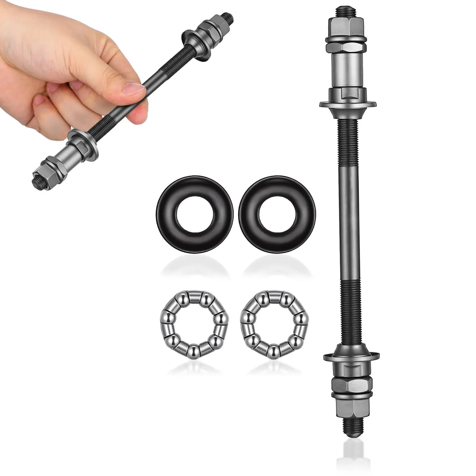 1 Sets Bicycle Rear Hub Axle, Hollow Hub Shaft Bowl Rear Axle Kits, Bicycle Wheel Part Repair Accessories For Mountain Bikes