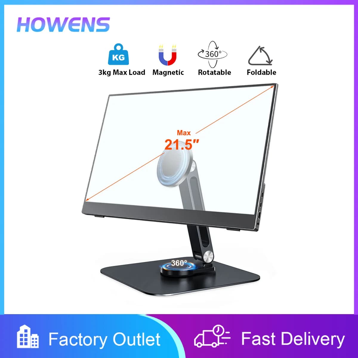 Metal Magnetic Portable Monitor Holder 10 to 21 inch for Tablet Desk Stand for Ipad Pro Xiaomi Samsung Huawei Tablet Accessories