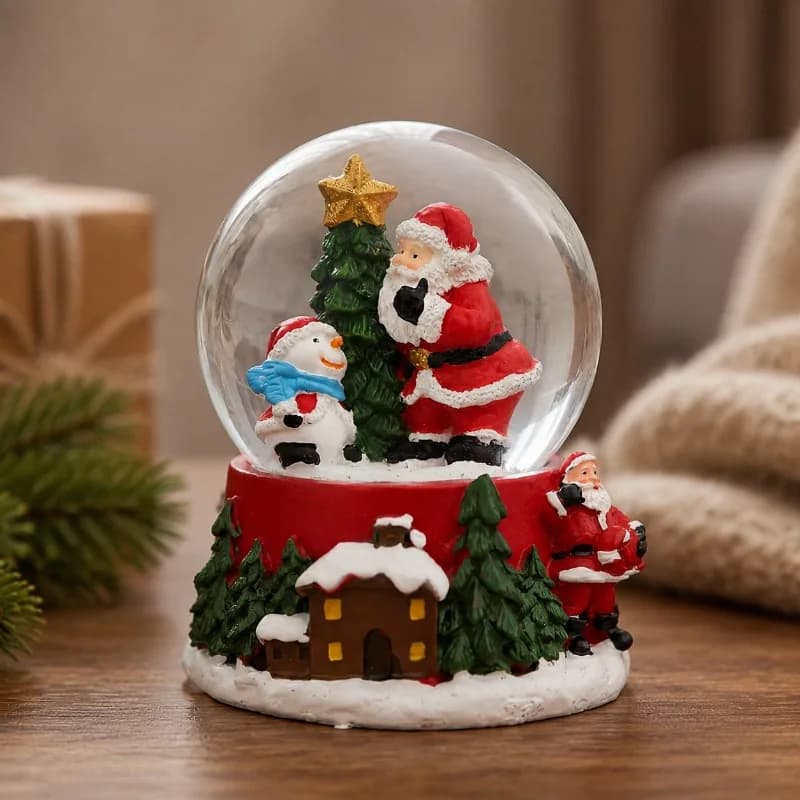 Non-Luminous Santa Claus Snow Globe Christmas Decoration Mini Crystal Ball Ornament Xmas Home Tabletop Decor Balls Kids Gift