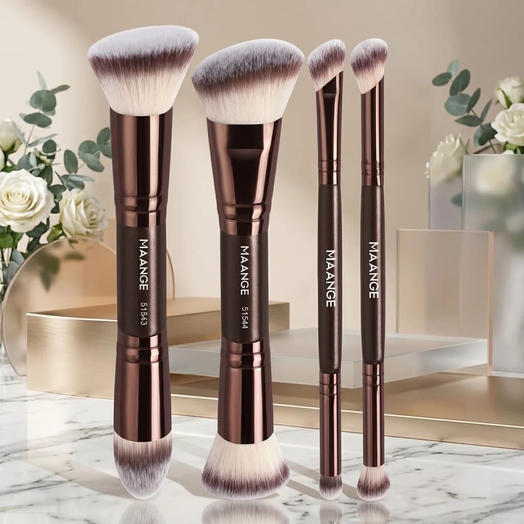 4Pcs Professional Makeup Brush Set Soft Synthetic Hair Foundation Powder Eyeshadow Blush Blending Cosmetic Tools Portable Beauty Make Up Brush Kit