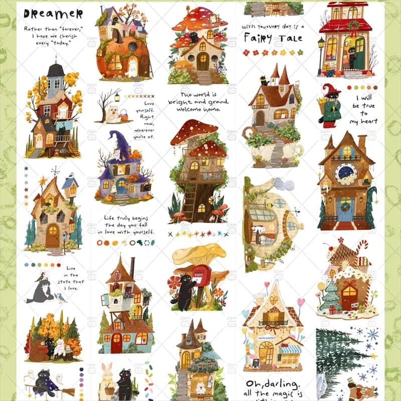 1 Loop Xiami Studio Fairy Tale House Sweet Candy Die Cut PET Washi Tapes DIY Decor Scrapbooking Journal Material Sticker