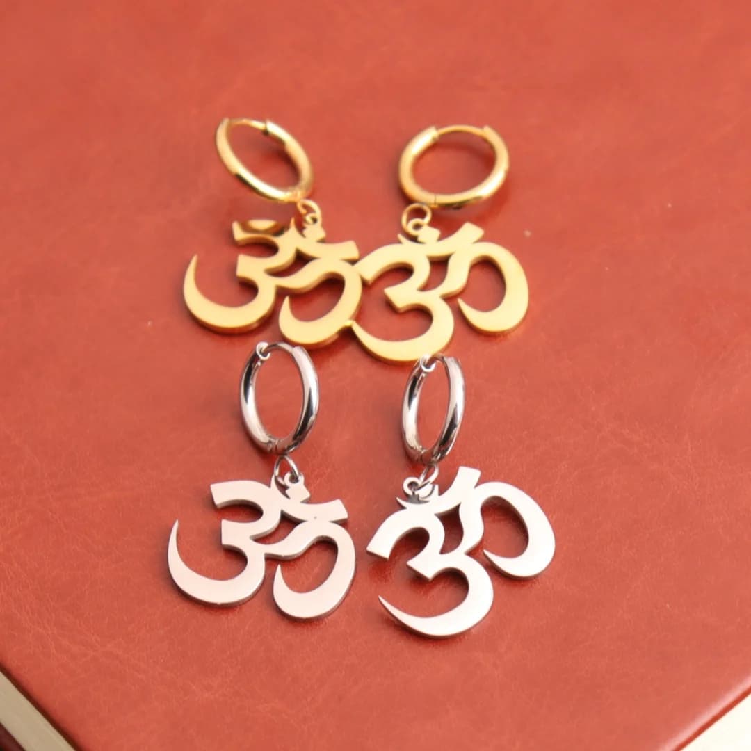 om chakra Orecchino Mala Yoga Chakra budda ohm Orecchino in acciaio inossidabile om pendente Catena mala Orecchino pendule ange 7 chakra