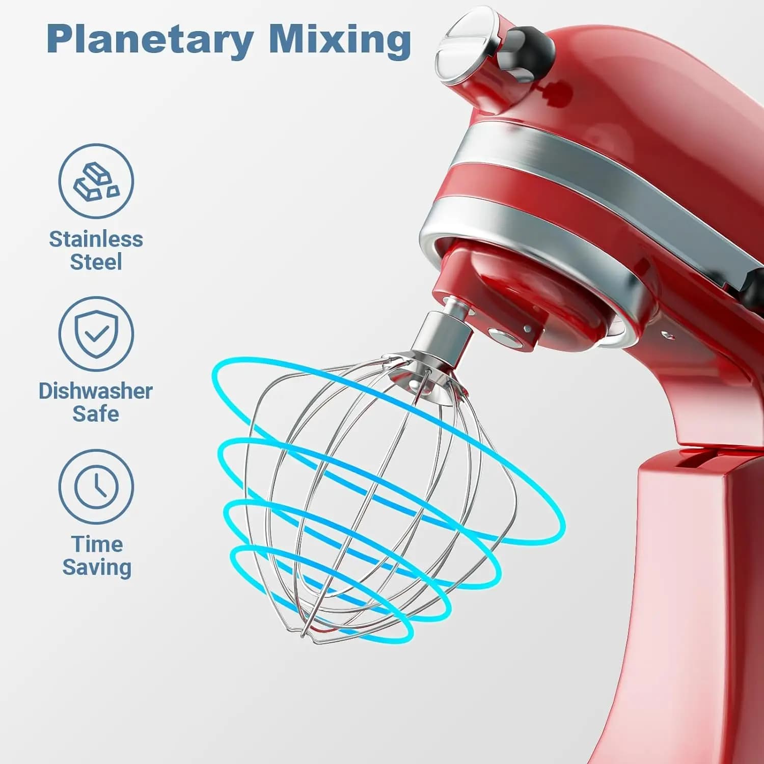 Frusta a 6 fili in acciaio inossidabile per attacco frusta Kitchenaid, per miscelatore a testa di titolo 4.5-5qt, frusta per torta di farina, lavabile in lavastoviglie