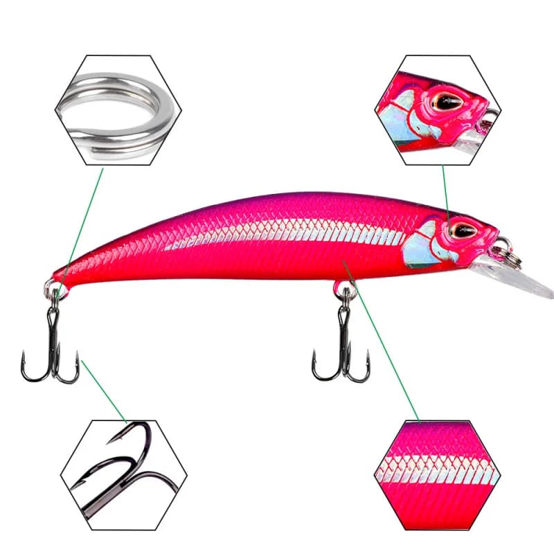 , Affondamento Minnow Lua Lure7cm/9gCasting a lunga distanza Pesca in mare Pesca d'acqua dolce Sgombro di pesciolini