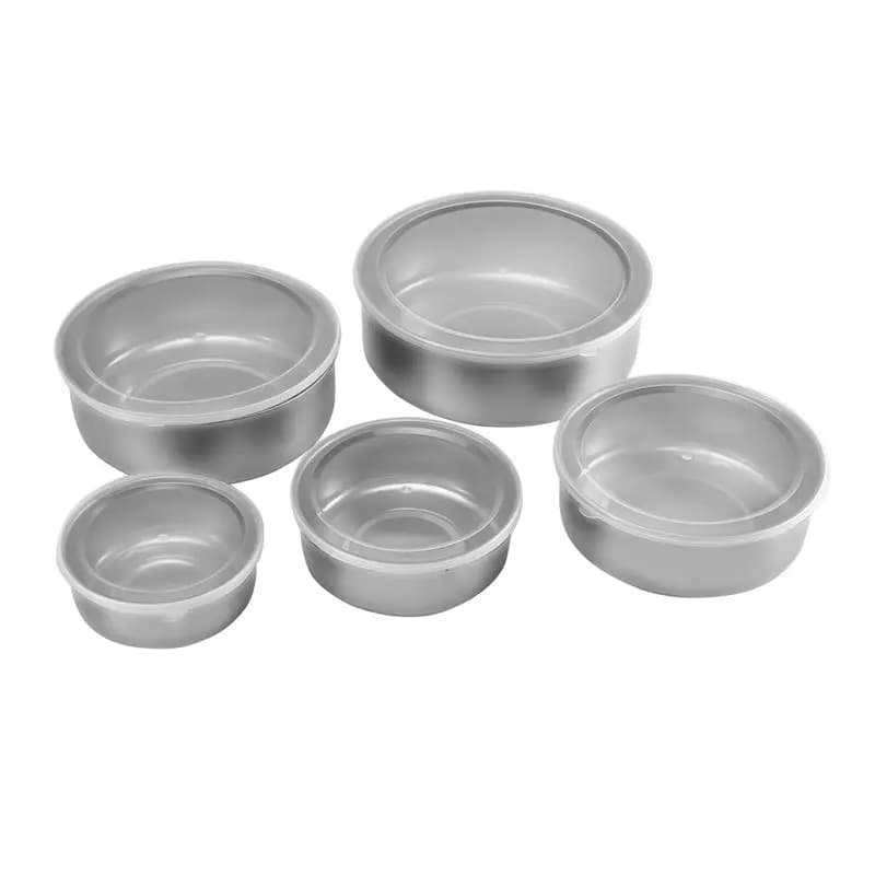 Set di 5 Contenitori per Alimenti in Acciaio Inox con Coperchi Ermetici, Scatole per Pranzo e Conservazione Cibo - AT64