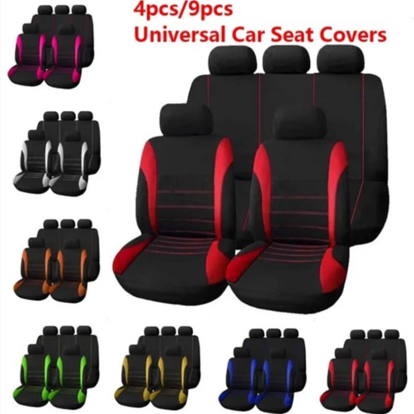 Set of 9 Car Seats with Lombare Support, Fabric, Suitable for All Seasons, for 5 Post Cars