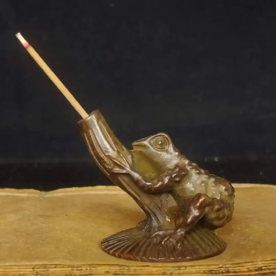 Lotus leaf frog incense burner Sticks Holder Statue for Tea Home Decor Ornaments