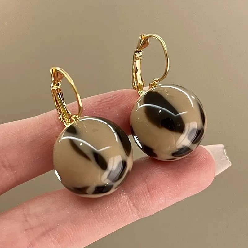 Vintage Smudged Ball Round Hoop Earrings Personality Geometric Women's Earring Female Party Wedding Ear Jewelry Best Gifts K
