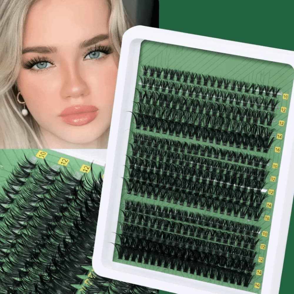 Kit Extension Ciglia Finte Effetto Naturale, Design a Ciuffetti, Adesivo e Sigillante Inclusi, Stile Wispy, Strumenti per Trucco Occhi, Miglioramento del Trucco