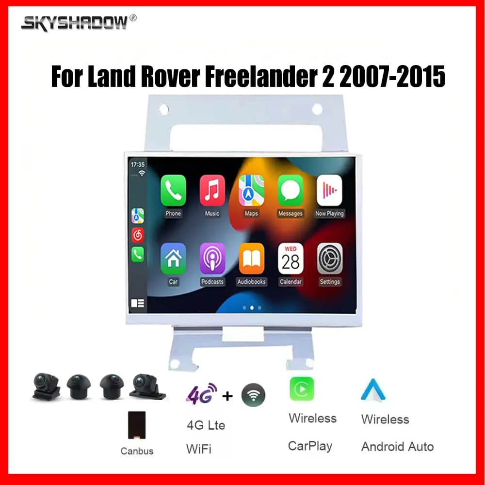 Autoradio multimediale 7" CarPlay Android 15 12G+256G con navigatore GPS, Bluetooth e 4G per Land Rover Freelander 2 2007-2015