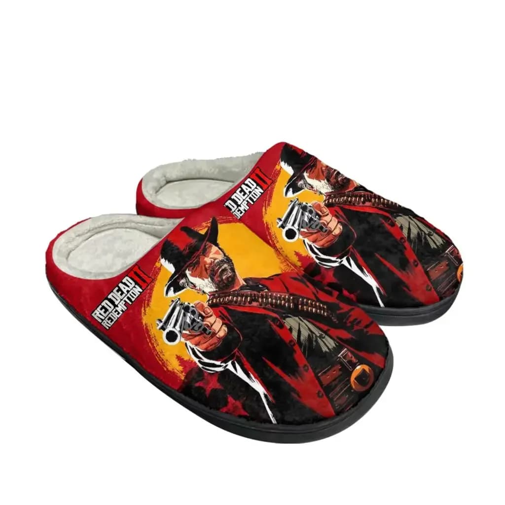 Red Dead Redemption 2 Pantofole in cotone per la casa Uomo Donna Peluche Camera da letto Casual Mantieni calde Scarpe Pantofola termica Scarpa fai da te personalizzata