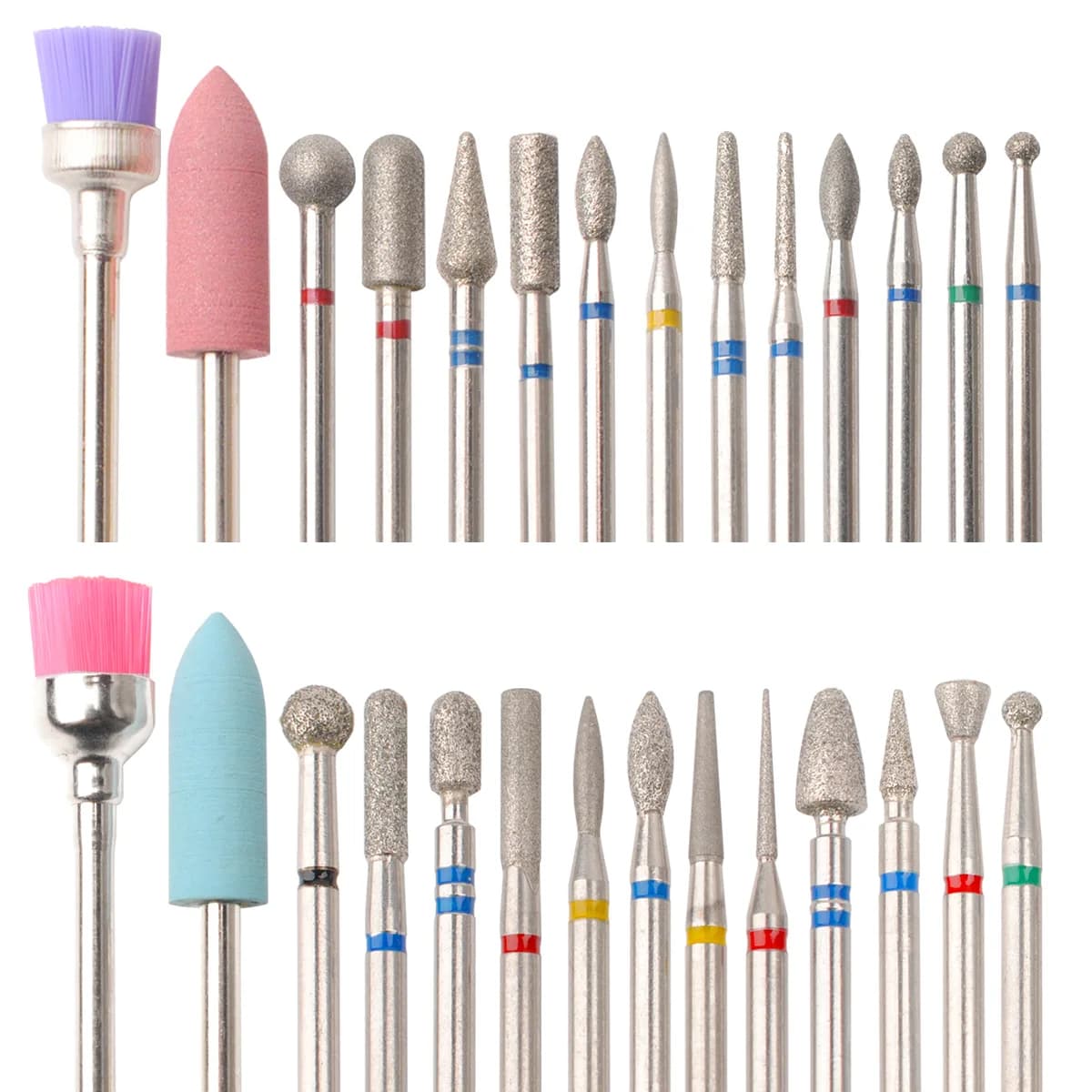 Set of 14 Nail Drill Tips, Gel Removal Tools and Polishing, Rotating Tools for Pedicure and Manicure