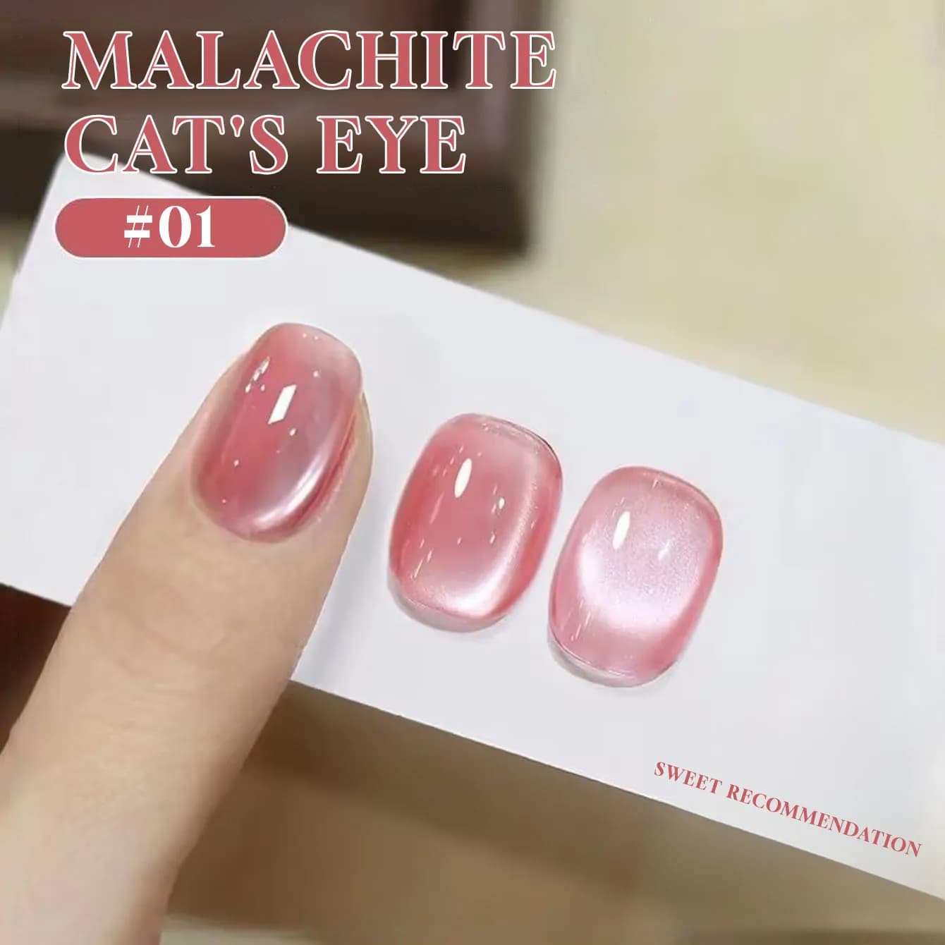 MIANEL 12ML 1-16pz Gel Nails Effect Transparent Cat Eye Nude with Glass Beads, Pink Nail Art for Nail Art, Professional Use for Salons